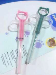1 Pc Random Color Pet Medicine Feeder, Pet Medicine Tablet Syringe, Soft-Tip Dual-Purpose Feeder, Pill Shooter, Double-Needle Feeding Dispenser Tool
