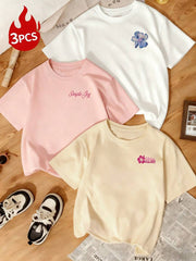 Set od 3 ženske majice sa šarenim grafičkim printom slova i latica