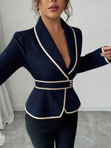 Rafferiza Women's Elegant Commuter Shirt With Shawl Collar And Long Sleeves