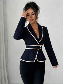 Rafferiza Women's Elegant Commuter Shirt With Shawl Collar And Long Sleeves