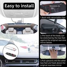 11-Inch Interior Clip-On Panoramic Rearview Mirror, Convex Wide Angle Rearview Mirror For Cars, SUVs, Trucks, Anti-Glare, Expanded Viewing Area Auxiliary Mirror