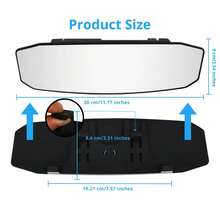 11-Inch Interior Clip-On Panoramic Rearview Mirror, Convex Wide Angle Rearview Mirror For Cars, SUVs, Trucks, Anti-Glare, Expanded Viewing Area Auxiliary Mirror