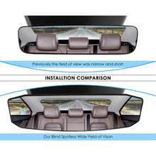 11-Inch Interior Clip-On Panoramic Rearview Mirror, Convex Wide Angle Rearview Mirror For Cars, SUVs, Trucks, Anti-Glare, Expanded Viewing Area Auxiliary Mirror