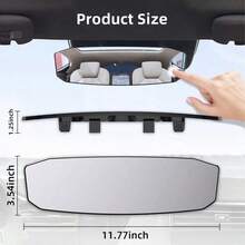 11-Inch Interior Clip-On Panoramic Rearview Mirror, Convex Wide Angle Rearview Mirror For Cars, SUVs, Trucks, Anti-Glare, Expanded Viewing Area Auxiliary Mirror