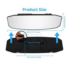 11-Inch Interior Clip-On Panoramic Rearview Mirror, Convex Wide Angle Rearview Mirror For Cars, SUVs, Trucks, Anti-Glare, Expanded Viewing Area Auxiliary Mirror