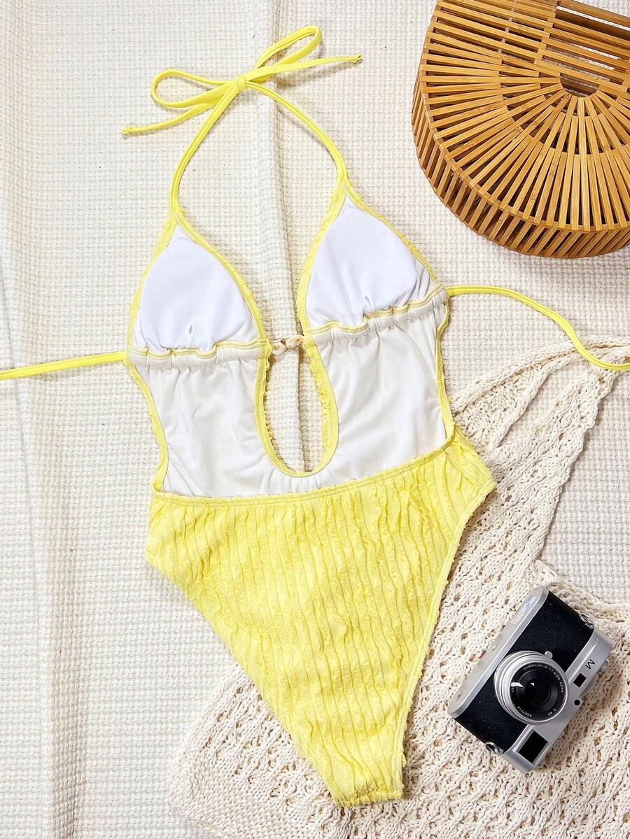 Ruffle Trim Jednodelni Kupaći Kostim Bikini