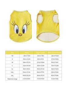 LOONEY TUNES X PETSIN 1pc Cartoon Cute Little Yellow Bird Print Yellow Pet Top