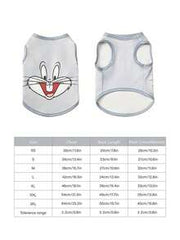 LOONEY TUNES X PETSIN PETSIN 1pc Cute Happy Rabbit Cartoon Print Gray Pet Vest