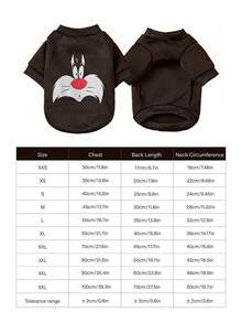 LOONEY TUNES X PETSIN 1pc Small Black Cat Face Printed Pet Winter Clothing