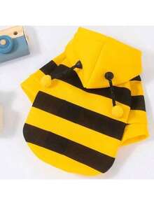 1pc Pet Hoodie, Cute Bee Design, Funny Transformation Sweatshirt For Small Cats & Dogs, Autumn/Winter Pet Clothing With Hood To Prevent Shedding