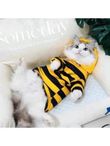 1pc Pet Hoodie, Cute Bee Design, Funny Transformation Sweatshirt For Small Cats & Dogs, Autumn/Winter Pet Clothing With Hood To Prevent Shedding