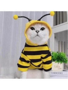 1pc Pet Hoodie, Cute Bee Design, Funny Transformation Sweatshirt For Small Cats & Dogs, Autumn/Winter Pet Clothing With Hood To Prevent Shedding