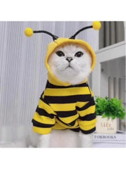 1pc Pet Hoodie, Cute Bee Design, Funny Transformation Sweatshirt For Small Cats & Dogs, Autumn/Winter Pet Clothing With Hood To Prevent Shedding