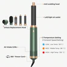 UKLISS 5-In-1 Professional Styling Brush Set (Hot Air Brush + Straightening Brush + Auto Curling Iron)