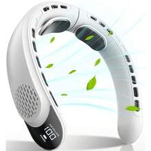1pc Neck Hanging Electric Fan With Digital Display, Outdoor Summer Cooling Fan, Rechargeable 4000mAh Battery, 3 Wind Speed Modes