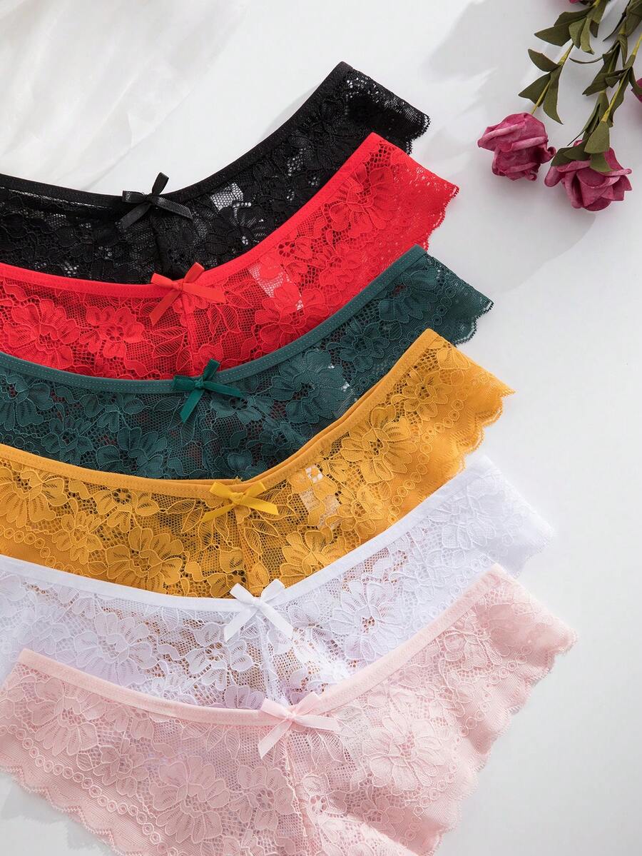 12 kom/pakovanje ženske elegantne i udobne bikini gaćice sa čipkastom ivicom