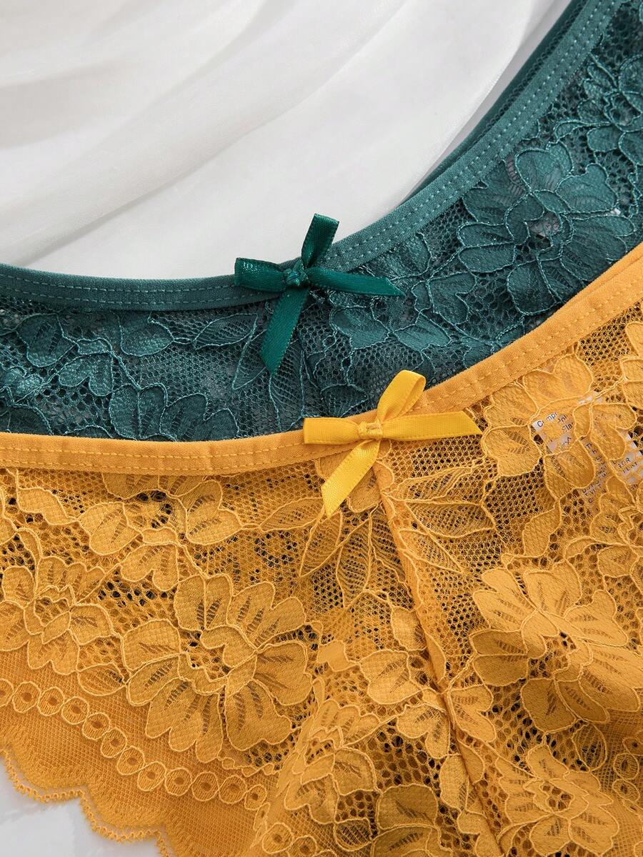 12 kom/pakovanje ženske elegantne i udobne bikini gaćice sa čipkastom ivicom