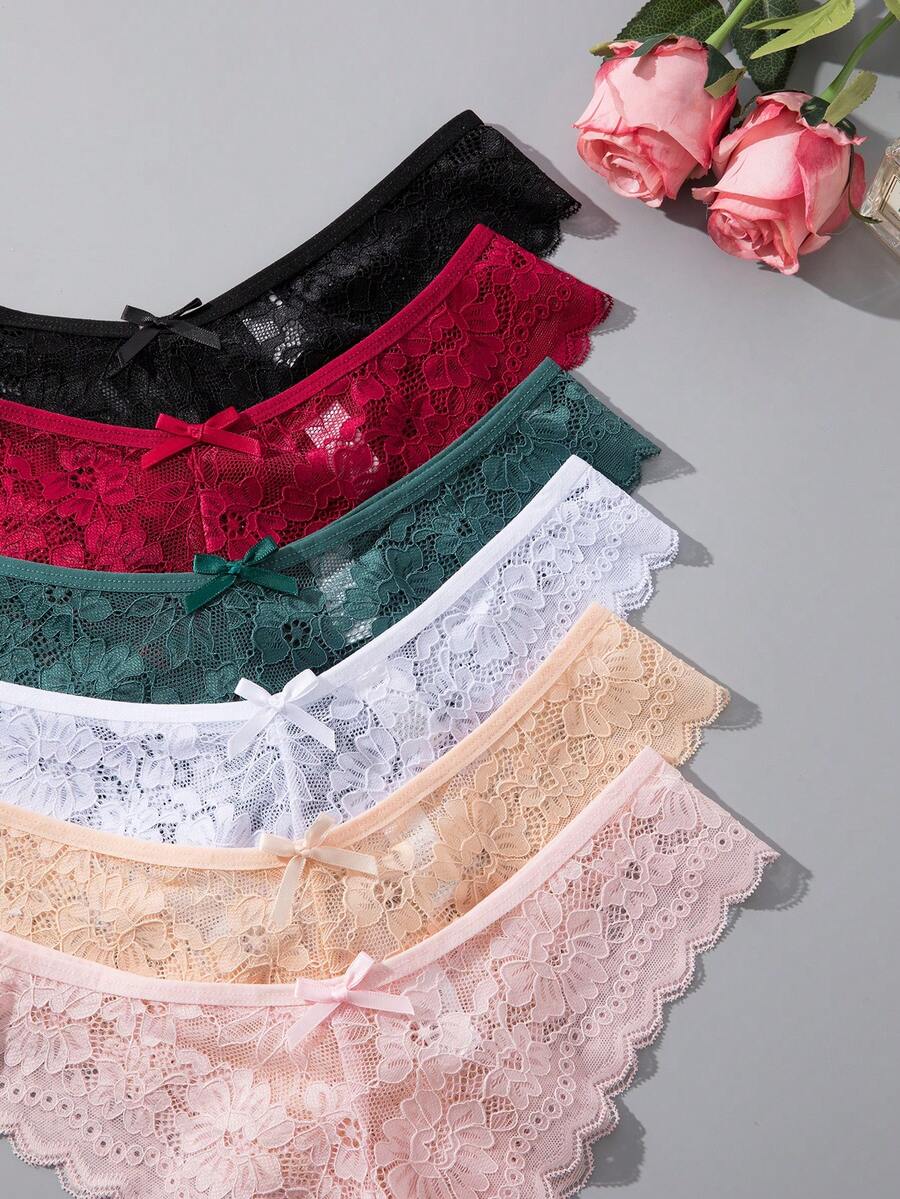 12 kom/pakovanje ženske elegantne i udobne bikini gaćice sa čipkastom ivicom