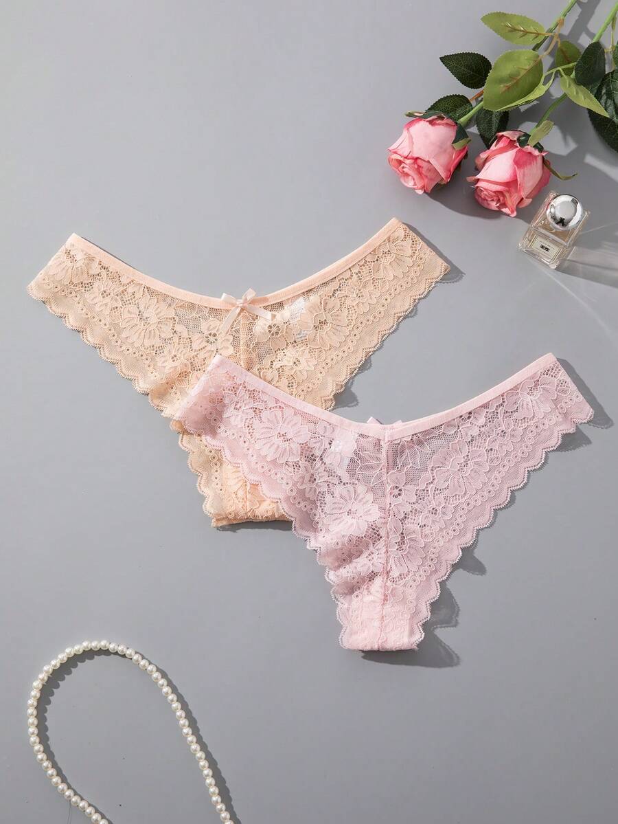 12 kom/pakovanje ženske elegantne i udobne bikini gaćice sa čipkastom ivicom