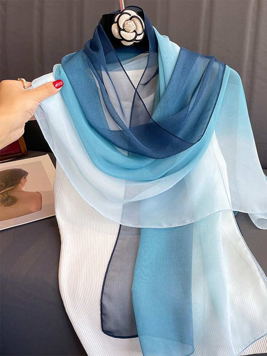Elegantan ombre šifon šal, lagan i prozračan, visokokvalitetni