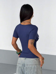 StreetHx Ženski Henley Crop Top