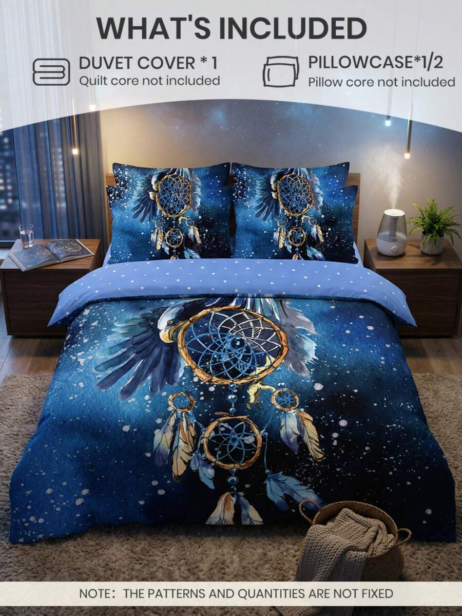 Set za posteljinu sa uzorom Dreamcatcher i zvezdanog neba  (1 jorgan-navlaka i 1/2 jastučnica)