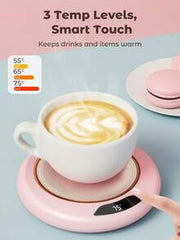 Teckwe USB Smart Cup Warmer 3-Level Constant Temperature, Electric Adjustable Heat Pad For Candle Tea Milk Drink Table Dining Room Bar Housewarming