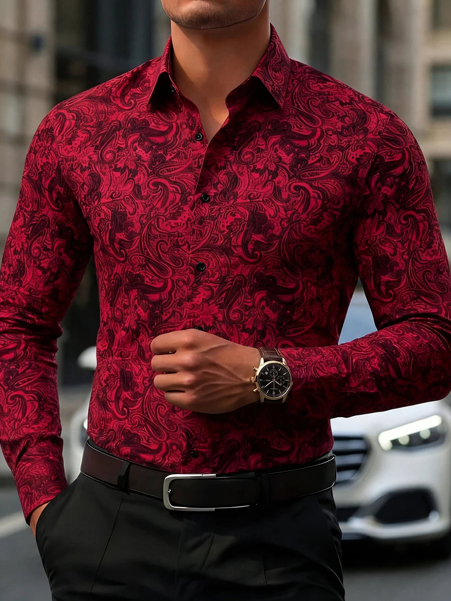 Muška formalna košulja sa paisley printom, slim fit, dugih rukava