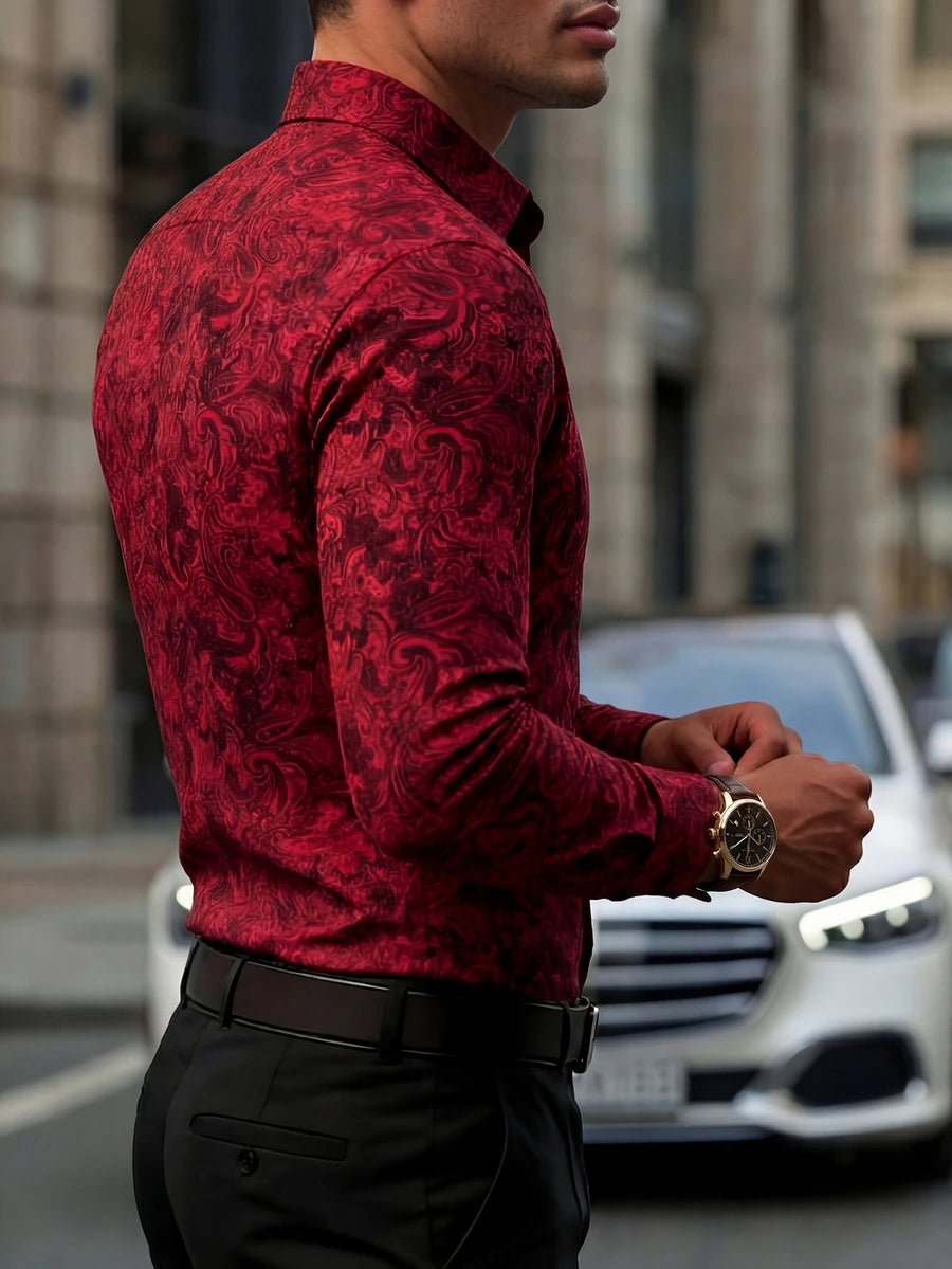 Muška formalna košulja sa paisley printom, slim fit, dugih rukava