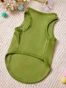 1pcLOVE MOM Love Letter Printed Pet Tank Top Grass Green Skin Friendly Breathable Pet Clothes