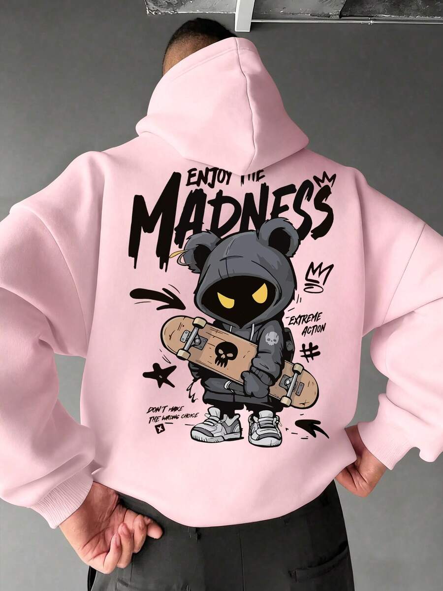 Muški ležerni modni street hoodie duks za ekstremne sportove sa crtanim printom