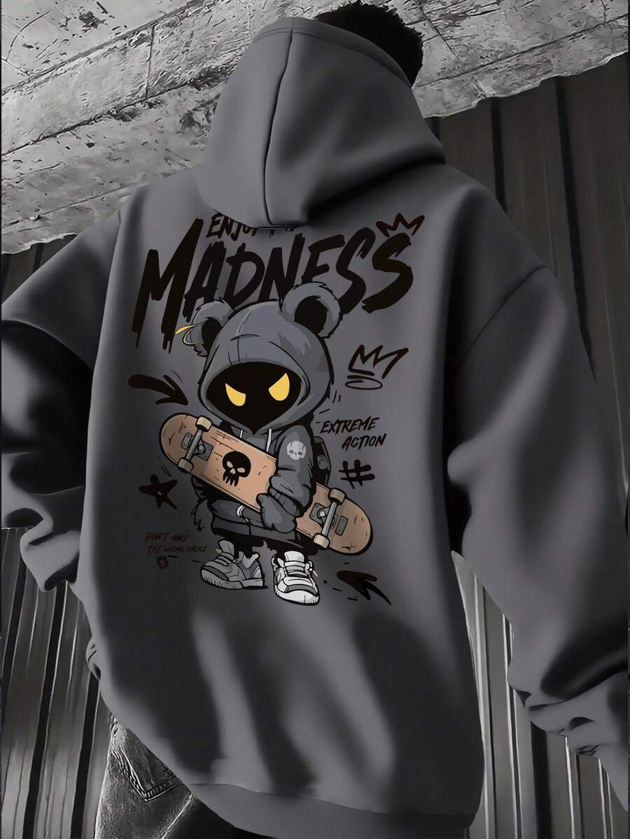 Muški ležerni modni street hoodie duks za ekstremne sportove sa crtanim printom