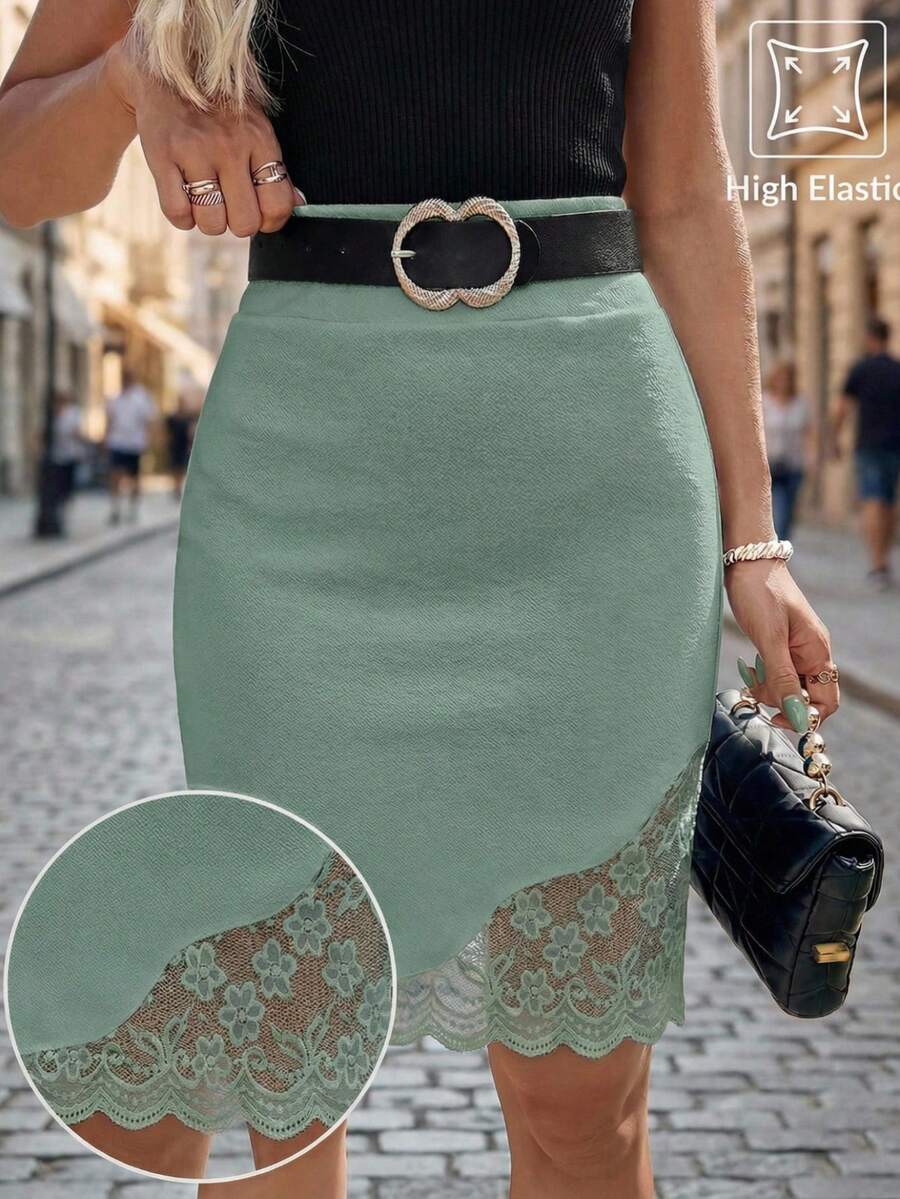 Ženska Elegantna Suknja sa Čipkastim Umetkom