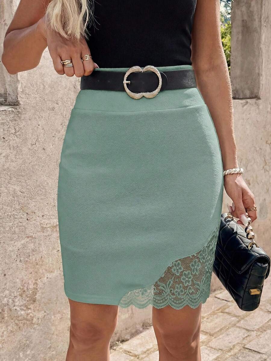 Ženska Elegantna Suknja sa Čipkastim Umetkom
