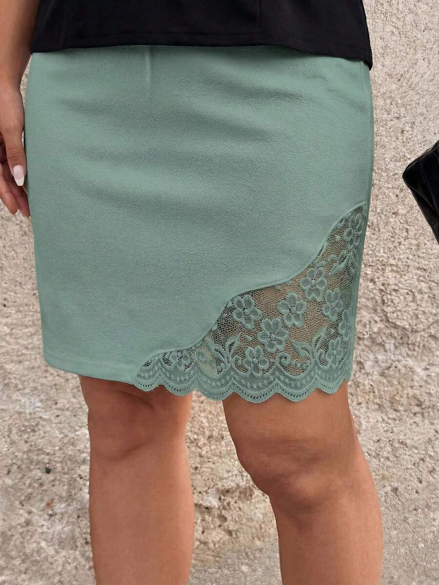 Ženska Elegantna Suknja sa Čipkastim Umetkom