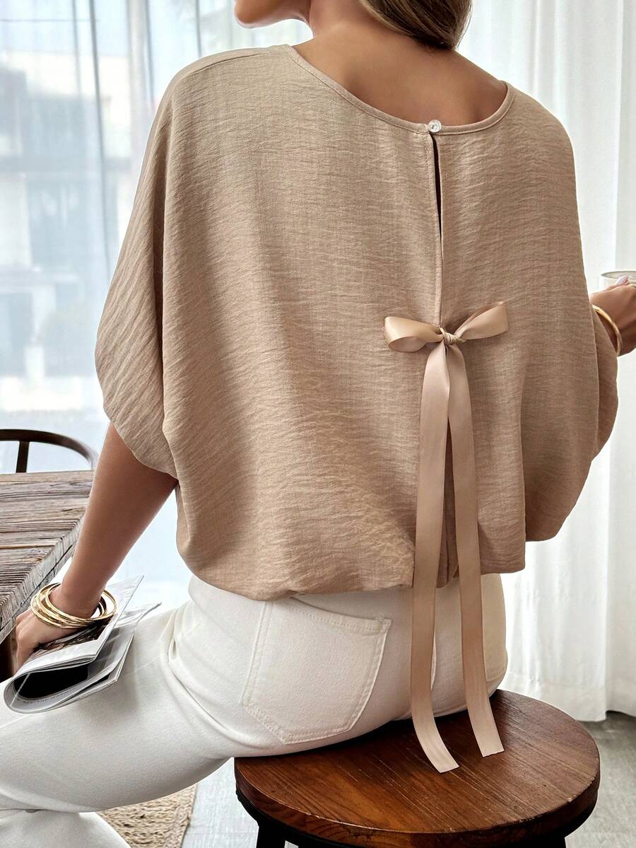 Ženska ležerna široka košulja sa mašnom na leđima
