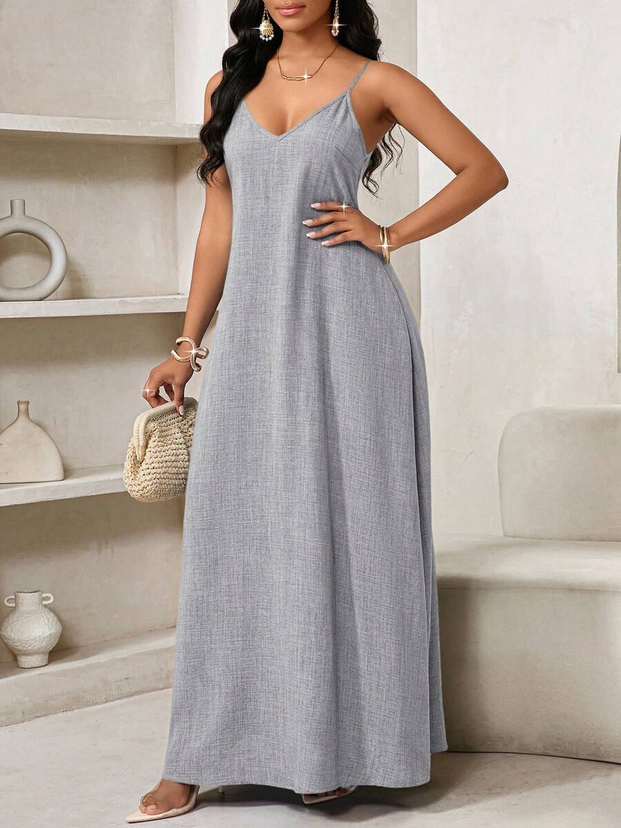 Lady Haljina sa tankim kaiš-bretelama i printom sa šljokicama, plus size