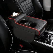 1pc Universal Faux Leather Car Armrest Pad With Tissue Box, Cup Holder And Storage Pouch