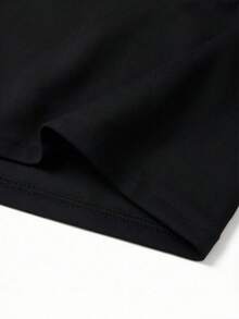 Women's Solid Color Short Sleeve Off-Shoulder Ruffle Splice T-Shirt, Casual Slim Fit Elegant Top For Commuting & Daily Wear Black Summer
