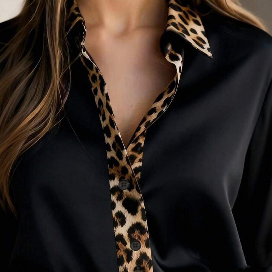 Ženska elegantna košulja sa leopard printom