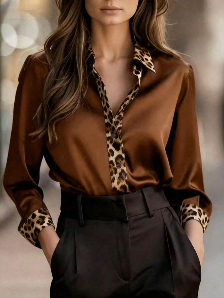 Ženska elegantna košulja sa leopard printom