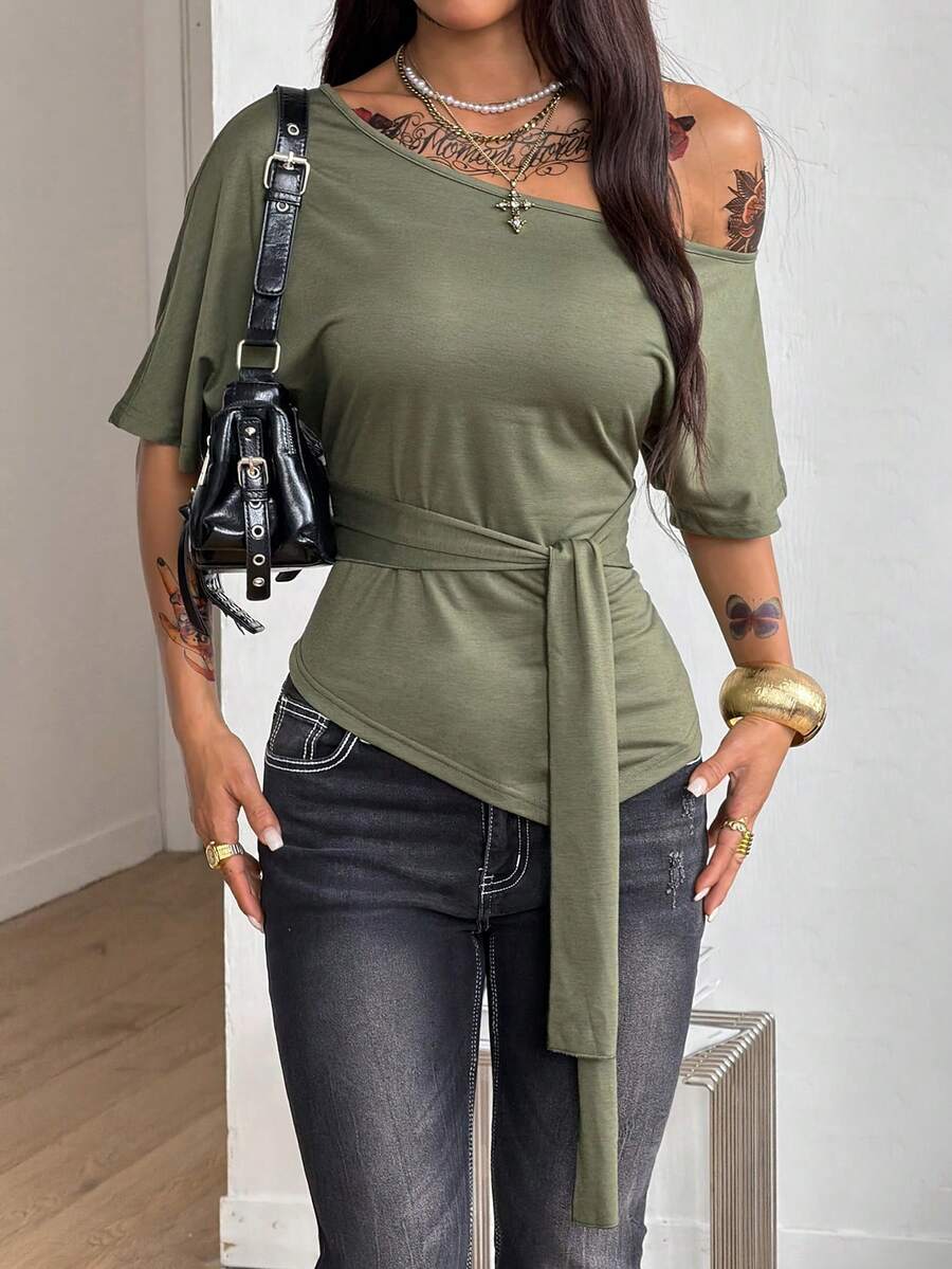 Slim Fit Asimetrična Bluza