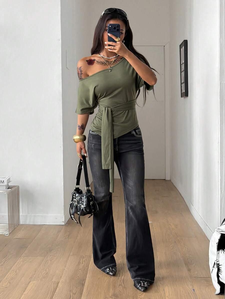 Slim Fit Asimetrična Bluza