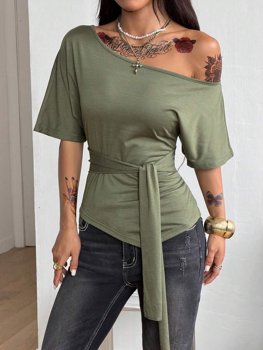 Slim Fit Asimetrična Bluza