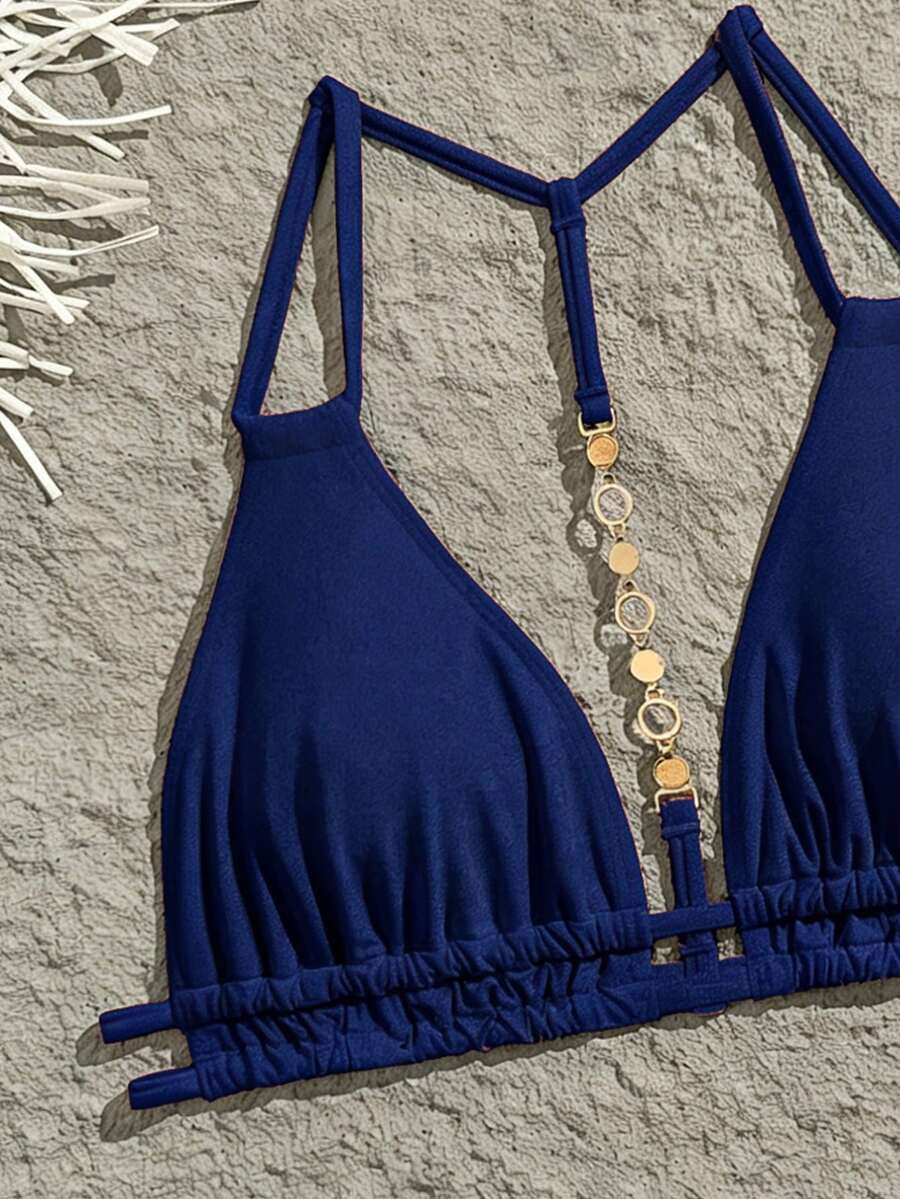 Swim Vcay Jednobojni Halter Bez Leđa Dekorativni Seksi Modni Bikini Top