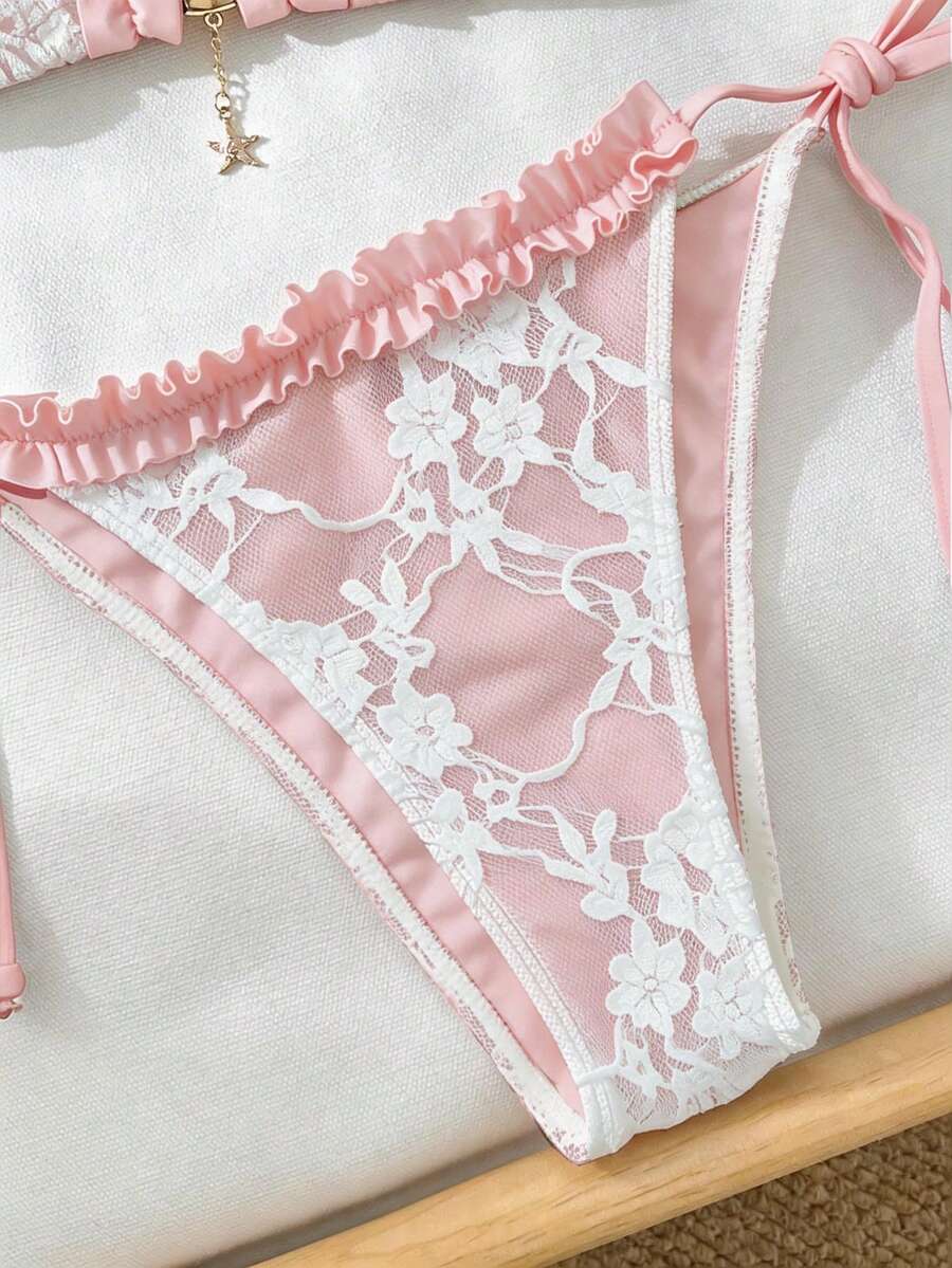 Ženski bikini set od žakard tkanine, sa halter dekolteom