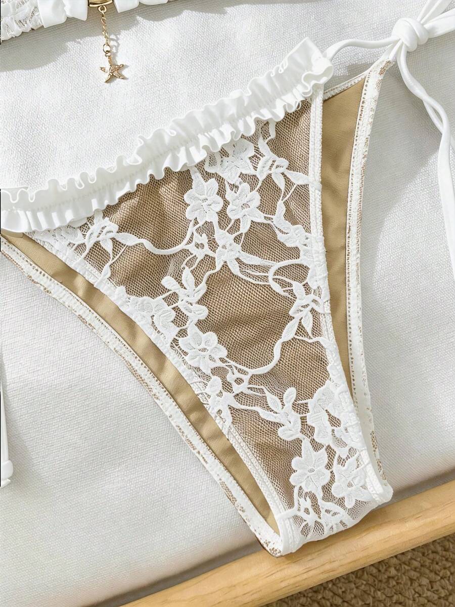 Ženski bikini set od žakard tkanine, sa halter dekolteom