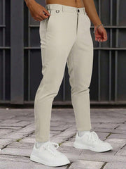 Muške formalne pantalone jednobojne sa kosim džepovima, bez kaiša