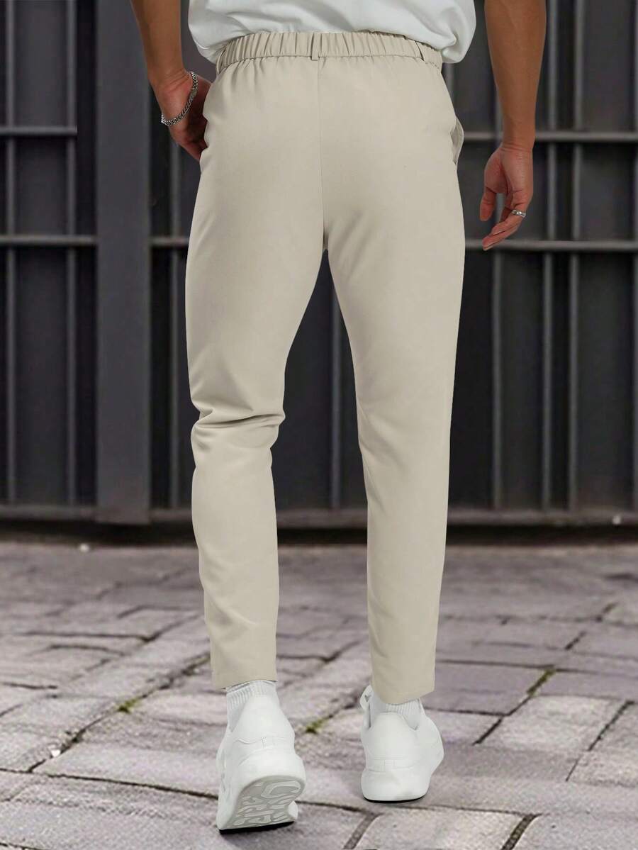 Muške formalne pantalone jednobojne sa kosim džepovima, bez kaiša