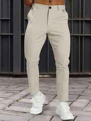 Muške formalne pantalone jednobojne sa kosim džepovima, bez kaiša